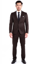 Belmont Notch Lapel Tweed Rich Brown Suit With Peak Stiching.-1