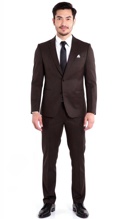 Belmont Notch Lapel Tweed Rich Brown Suit With Peak Stiching.-1