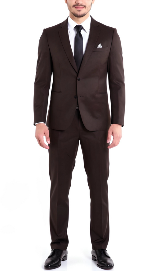 Belmont Notch Lapel Tweed Rich Brown Suit With Peak Stiching.-0
