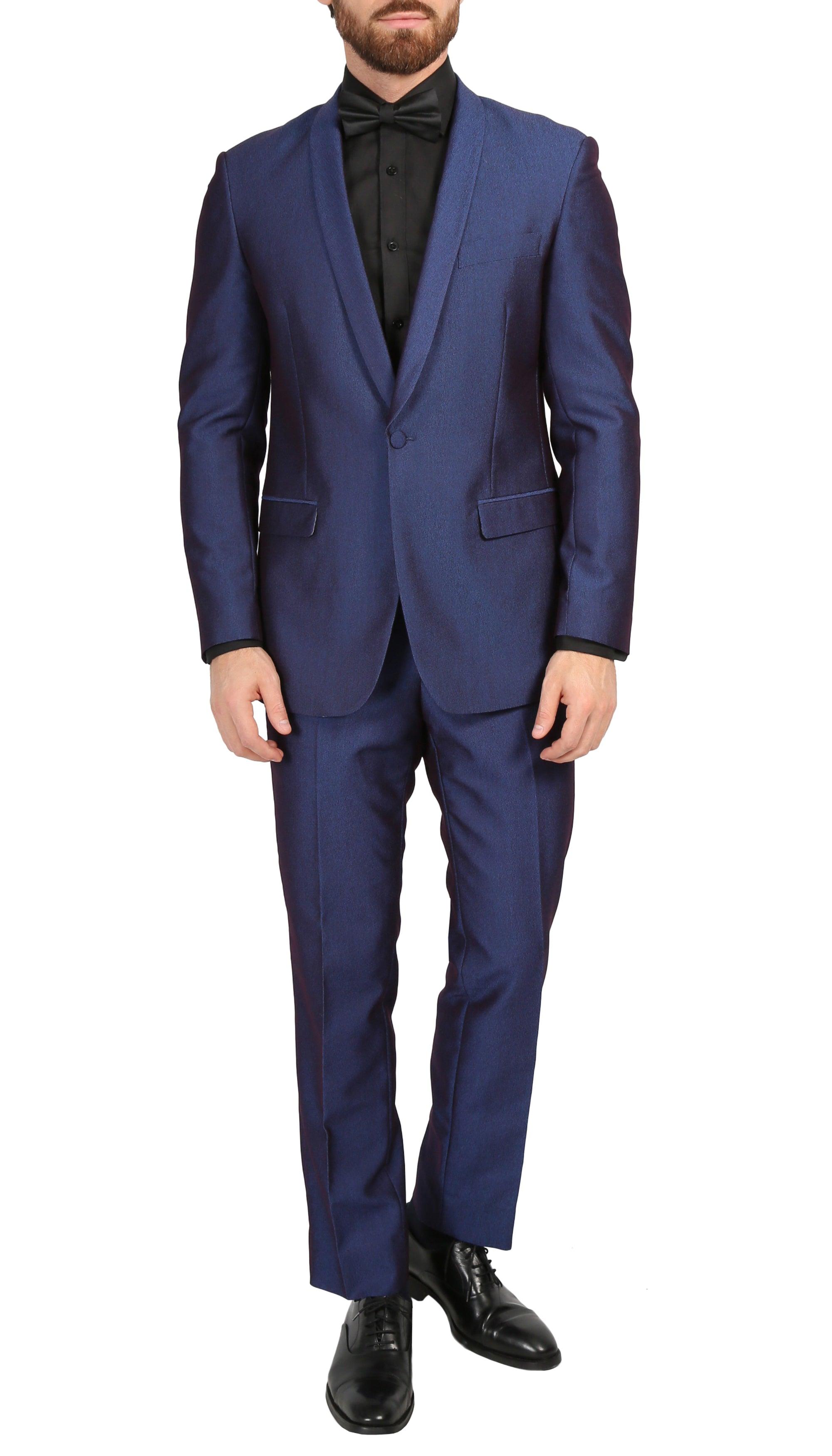Ferrecci Men's Daxson Navy Slim Fit Shawl Collar 3pc Tuxedo-0
