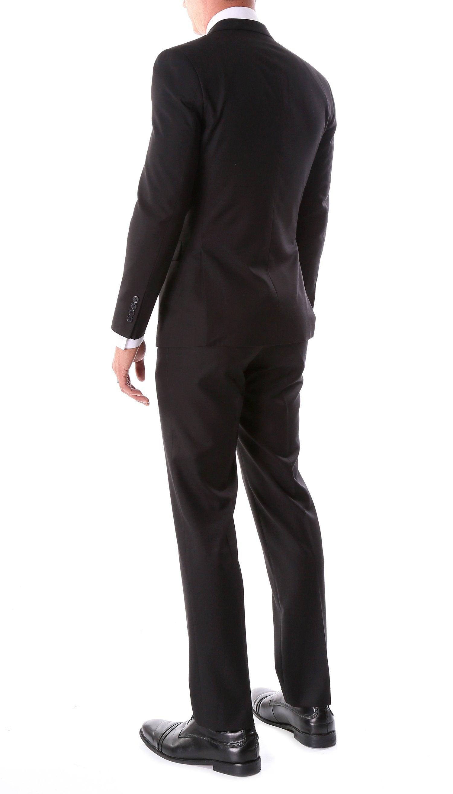 Oslo Black Notch Lapel 2 Piece Slim Fit Suit-2